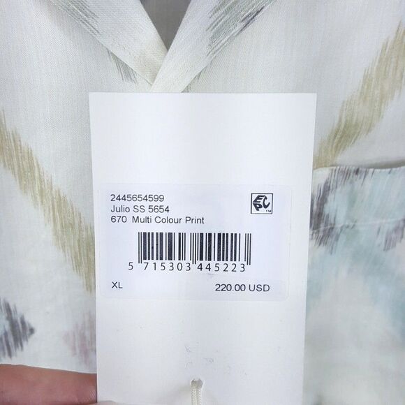 NN07 Camp Shirt Mens XL Ivory Button Up Pocket Zig Zag Chevron Casual JULIO $220 - Picture 5 of 10